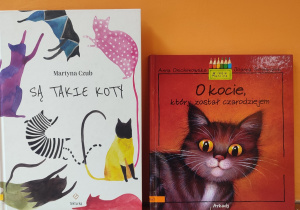 Propozycje dwóch książek. Na okładkach koty.